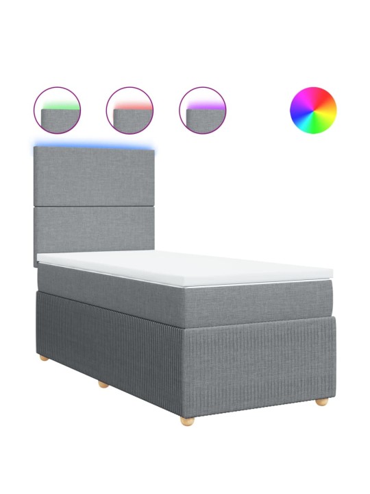 Box spring postel s matrací světle šedý 100 x 200 cm textil
