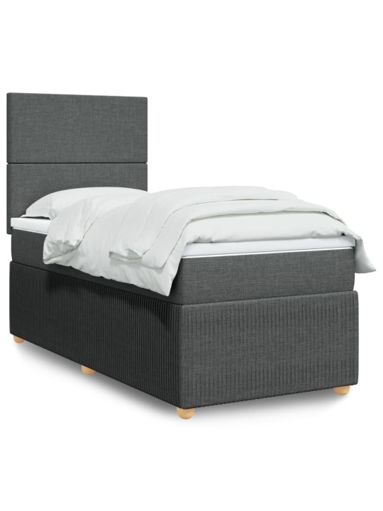 Box spring postel s matrací tmavě šedá 100 x 200 cm textil