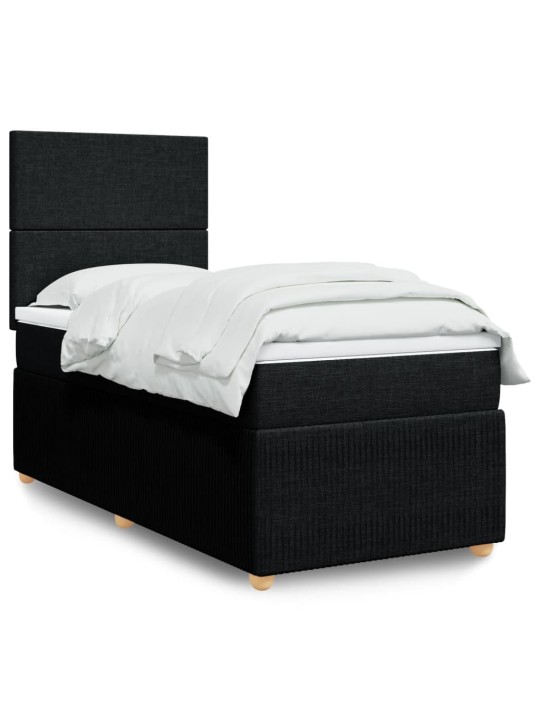 Box spring postel s matrací černá 100 x 200 cm textil