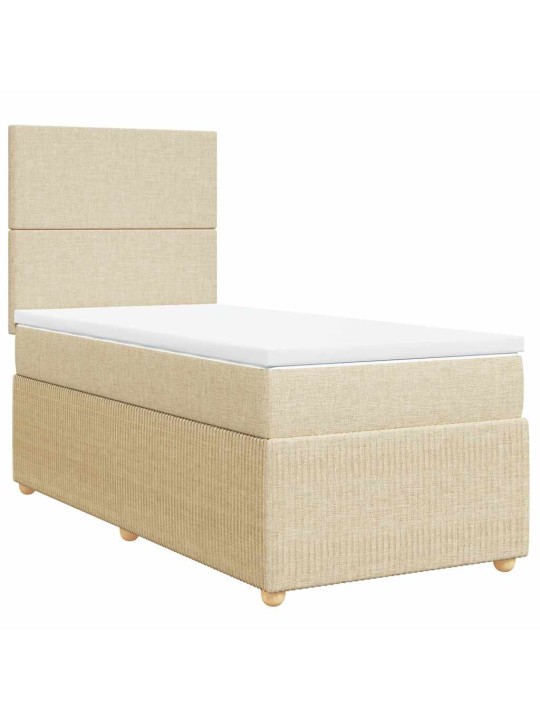 Box spring postel s matrací krémová 100 x 200 cm textil