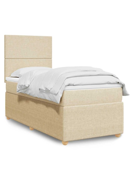 Box spring postel s matrací krémová 100 x 200 cm textil