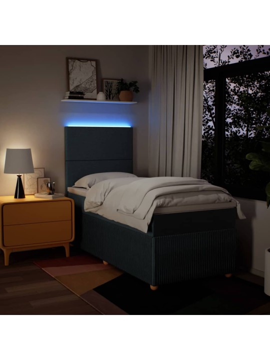 Box spring postel s matrací modrá 100 x 200 cm textil