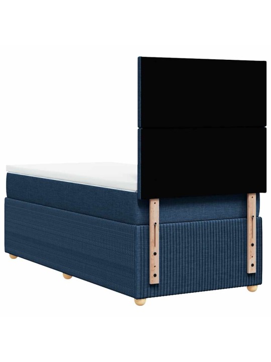Box spring postel s matrací modrá 100 x 200 cm textil