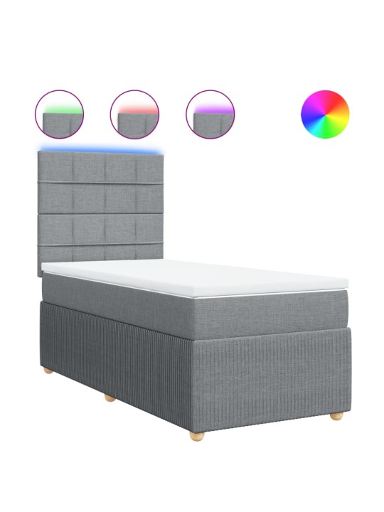 Box spring postel s matrací světle šedý 100 x 200 cm textil