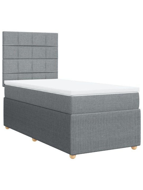 Box spring postel s matrací světle šedý 100 x 200 cm textil