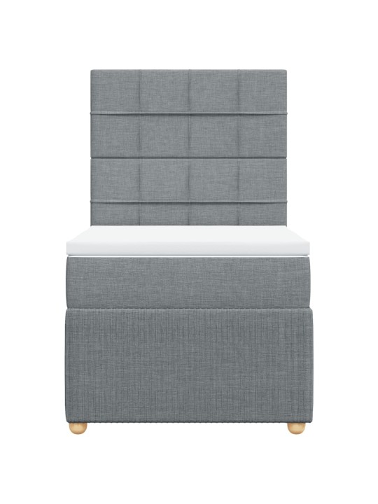 Box spring postel s matrací světle šedý 100 x 200 cm textil