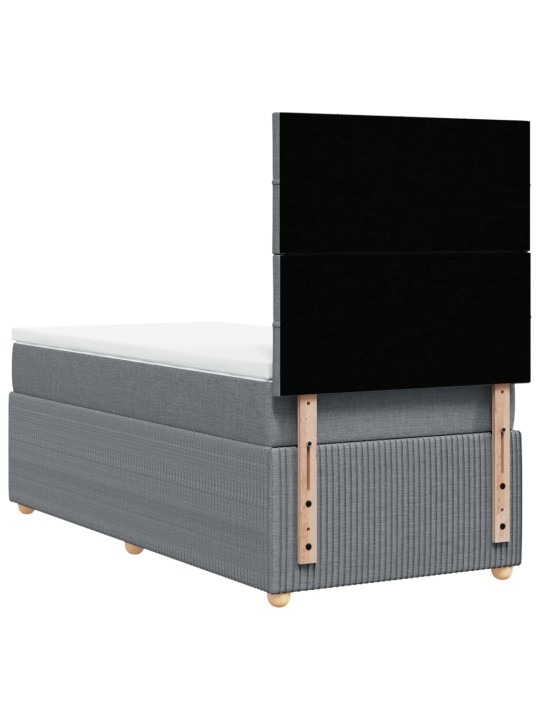 Box spring postel s matrací světle šedý 100 x 200 cm textil