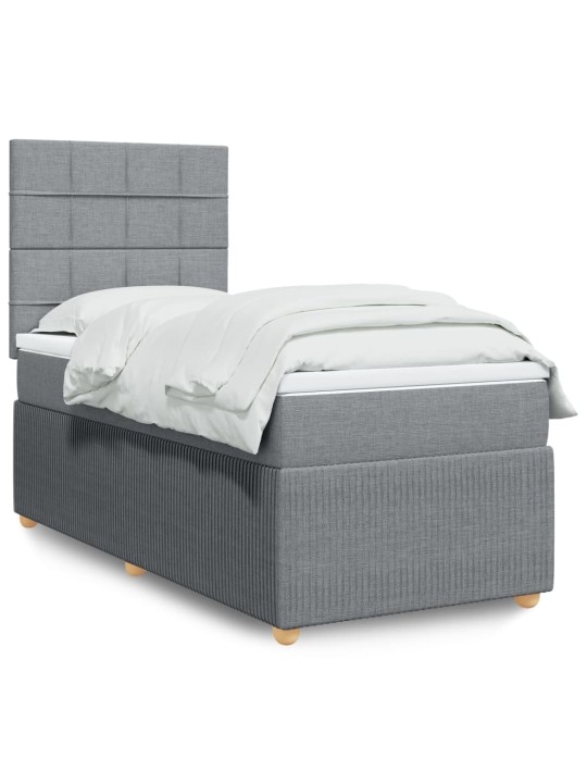 Box spring postel s matrací světle šedý 100 x 200 cm textil