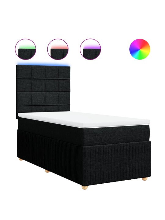 Box spring postel s matrací černá 100 x 200 cm textil