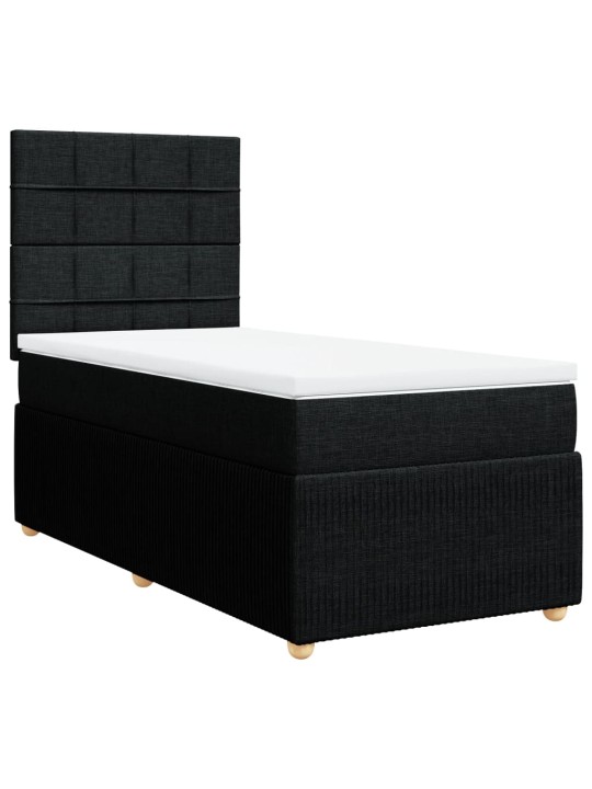 Box spring postel s matrací černá 100 x 200 cm textil