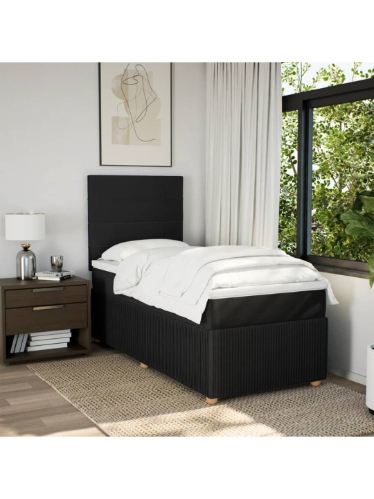 Box spring postel s matrací černá 100 x 200 cm textil
