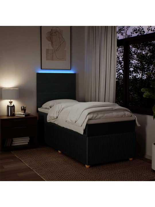 Box spring postel s matrací černá 100 x 200 cm textil