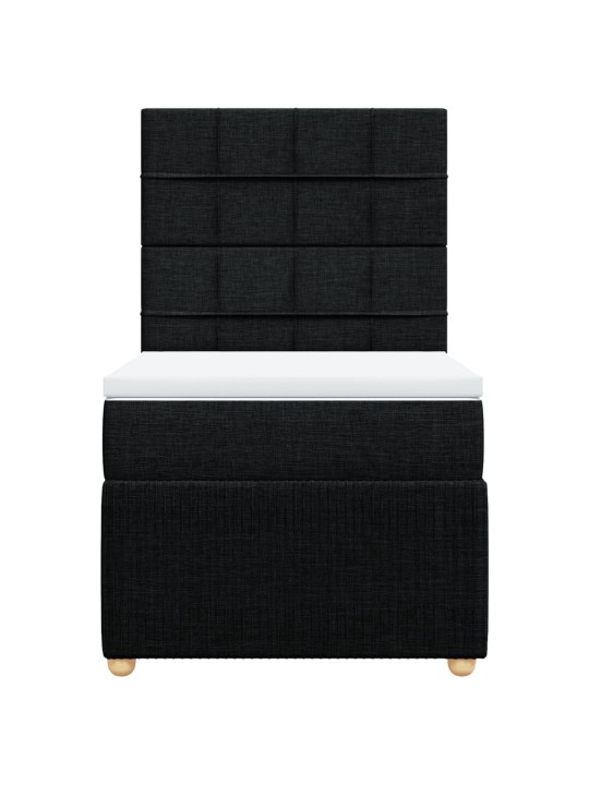 Box spring postel s matrací černá 100 x 200 cm textil