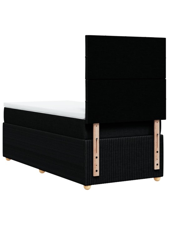 Box spring postel s matrací černá 100 x 200 cm textil