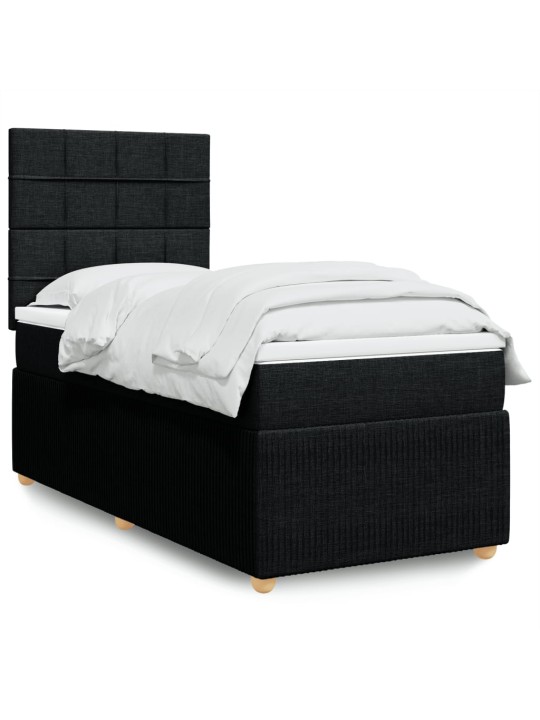 Box spring postel s matrací černá 100 x 200 cm textil