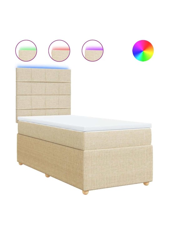 Box spring postel s matrací krémová 100 x 200 cm textil