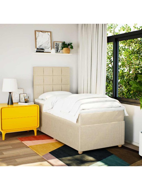 Box spring postel s matrací krémová 100 x 200 cm textil