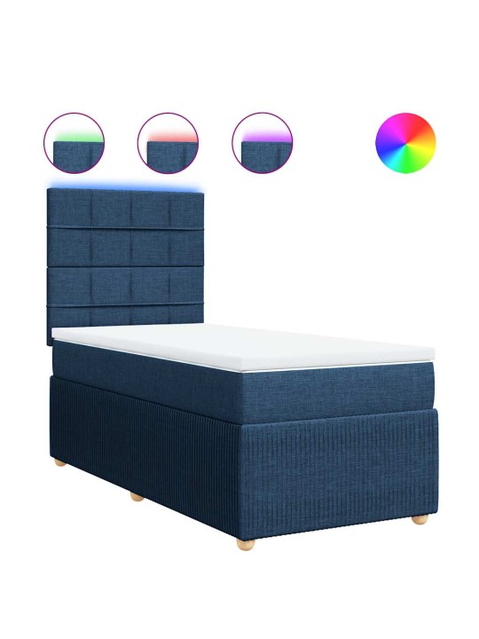 Box spring postel s matrací modrá 100 x 200 cm textil