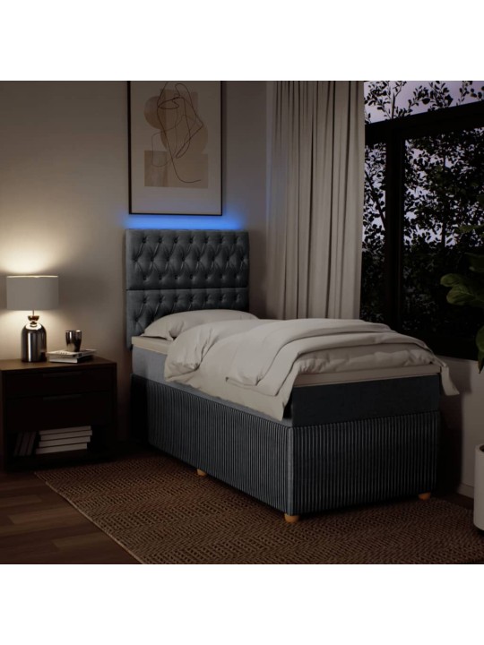 Box spring postel s matrací světle šedý 100 x 200 cm textil