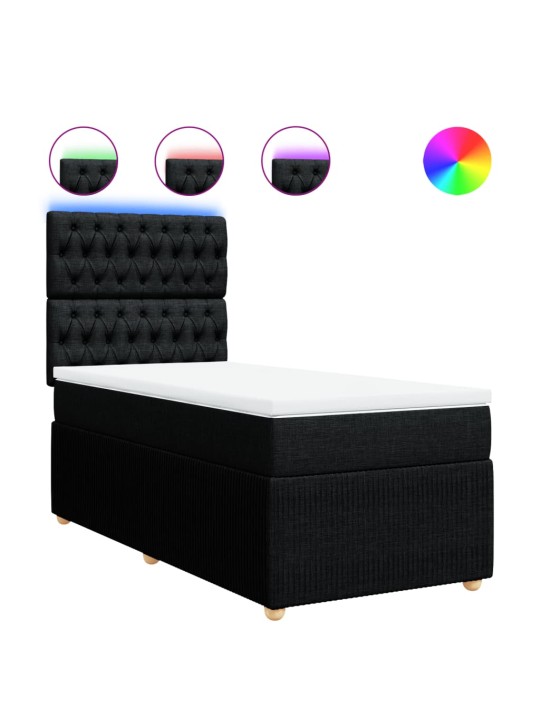 Box spring postel s matrací černá 100 x 200 cm textil