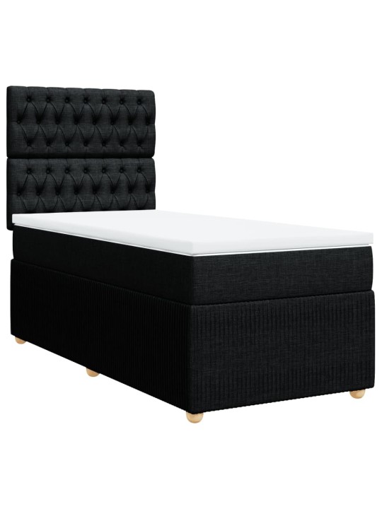 Box spring postel s matrací černá 100 x 200 cm textil