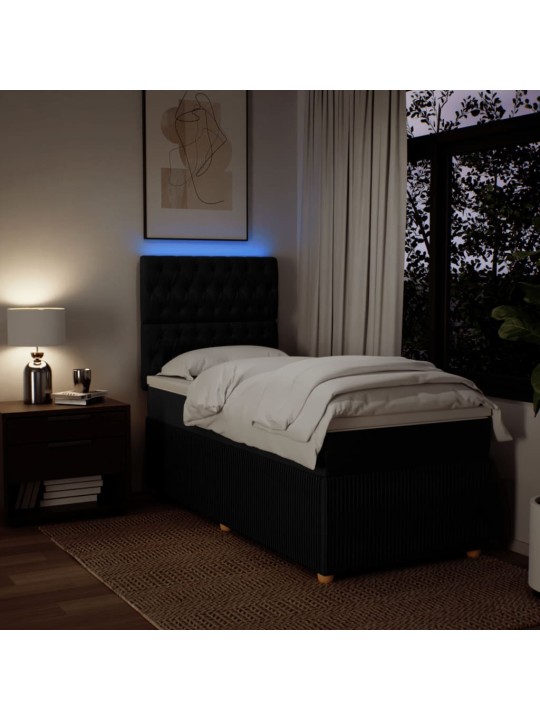 Box spring postel s matrací černá 100 x 200 cm textil