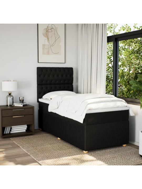 Box spring postel s matrací černá 100 x 200 cm textil