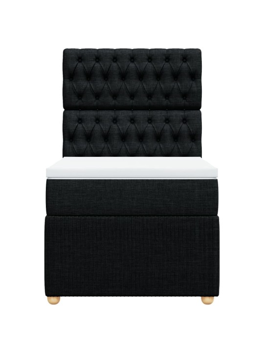 Box spring postel s matrací černá 100 x 200 cm textil