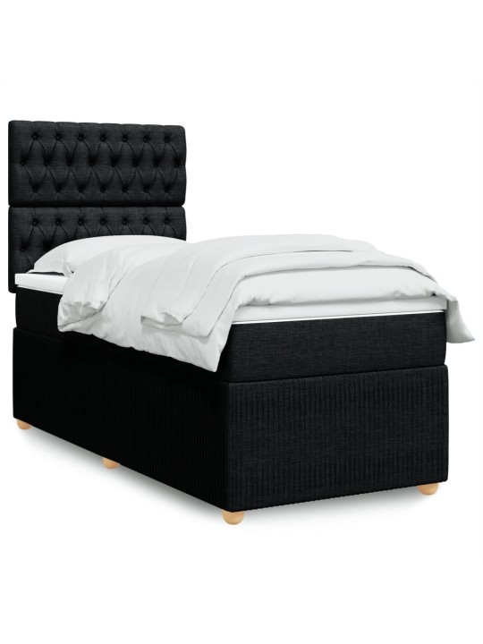 Box spring postel s matrací černá 100 x 200 cm textil