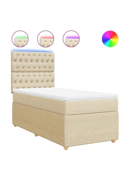 Box spring postel s matrací krémová 100 x 200 cm textil