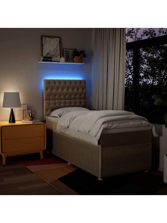 Box spring postel s matrací krémová 100 x 200 cm textil