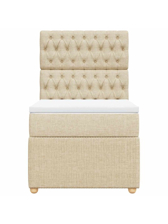 Box spring postel s matrací krémová 100 x 200 cm textil