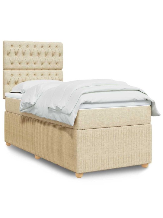 Box spring postel s matrací krémová 100 x 200 cm textil
