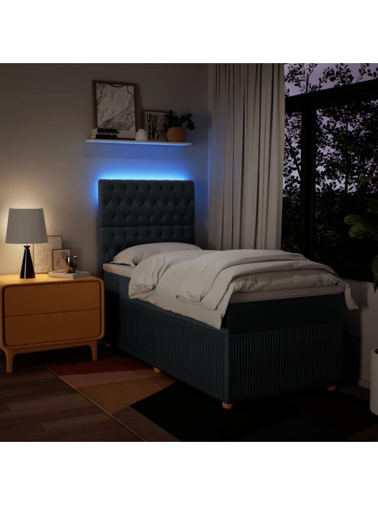 Box spring postel s matrací modrá 100 x 200 cm textil
