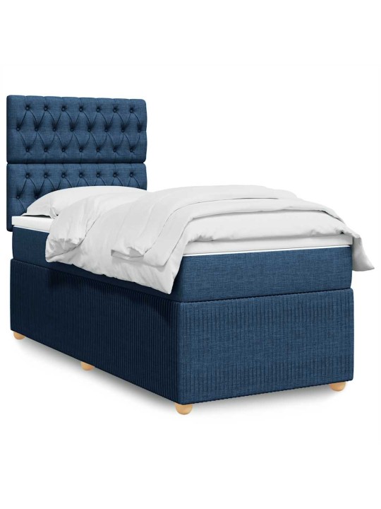Box spring postel s matrací modrá 100 x 200 cm textil