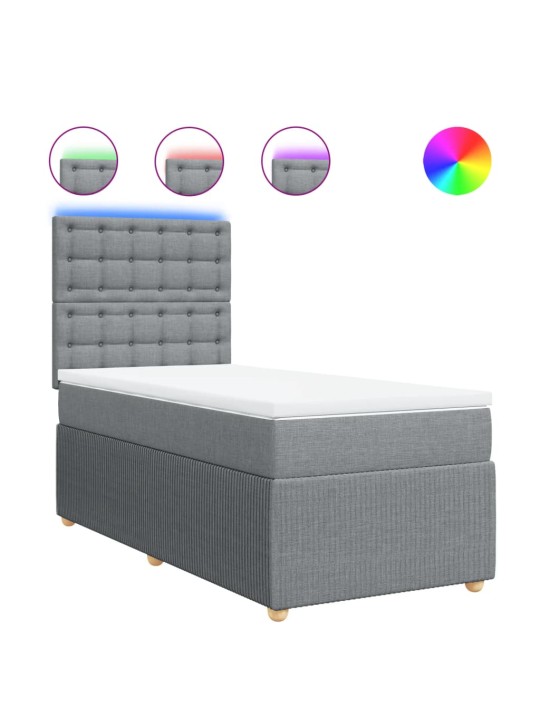 Box spring postel s matrací světle šedý 100 x 200 cm textil