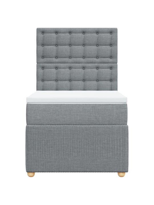 Box spring postel s matrací světle šedý 100 x 200 cm textil