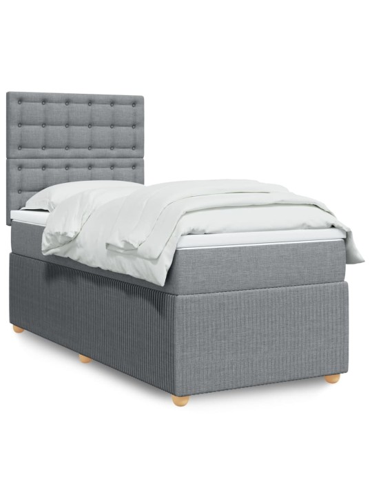 Box spring postel s matrací světle šedý 100 x 200 cm textil