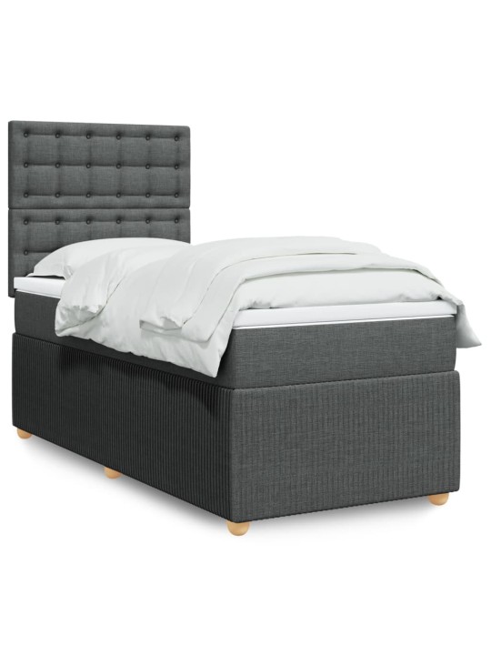 Box spring postel s matrací tmavě šedá 100 x 200 cm textil