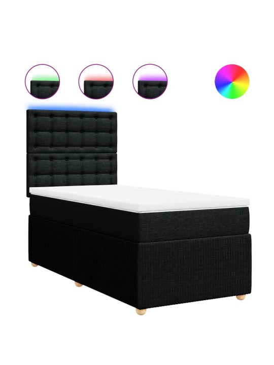 Box spring postel s matrací černá 100 x 200 cm textil