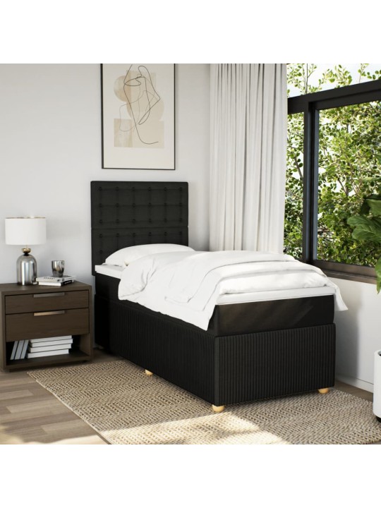 Box spring postel s matrací černá 100 x 200 cm textil