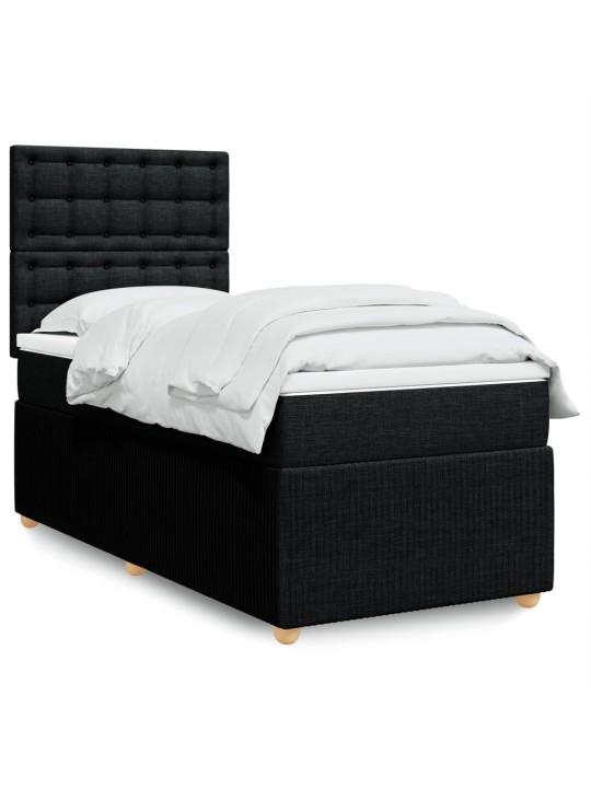 Box spring postel s matrací černá 100 x 200 cm textil