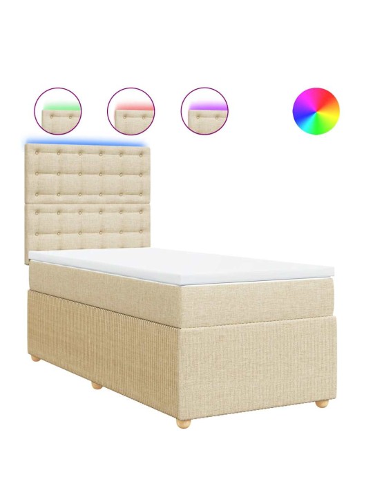 Box spring postel s matrací krémová 100 x 200 cm textil