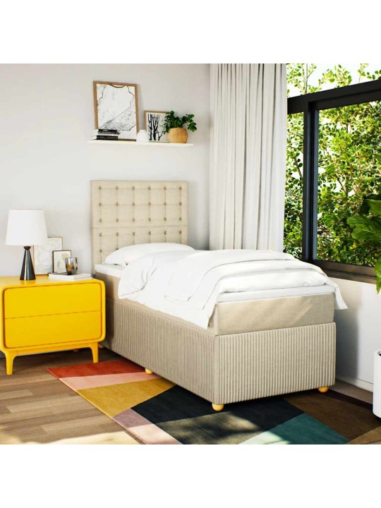 Box spring postel s matrací krémová 100 x 200 cm textil