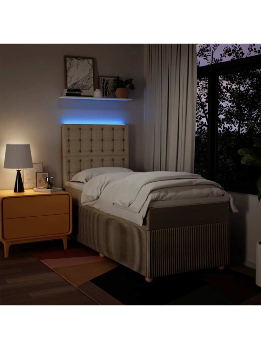 Box spring postel s matrací krémová 100 x 200 cm textil