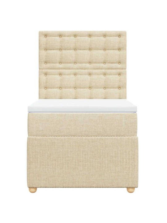 Box spring postel s matrací krémová 100 x 200 cm textil