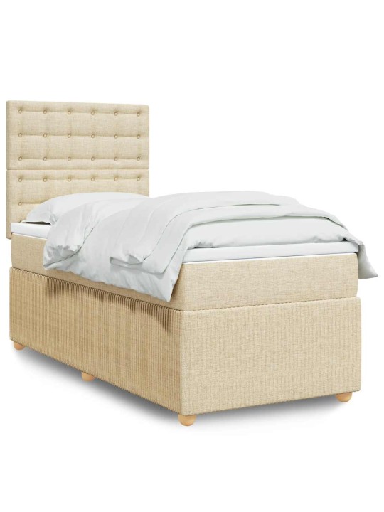 Box spring postel s matrací krémová 100 x 200 cm textil