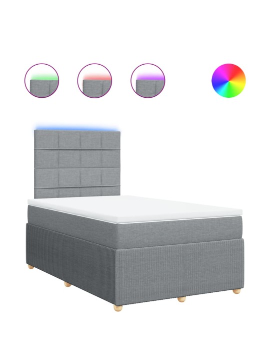 Box spring postel s matrací světle šedá 120x190 cm textil