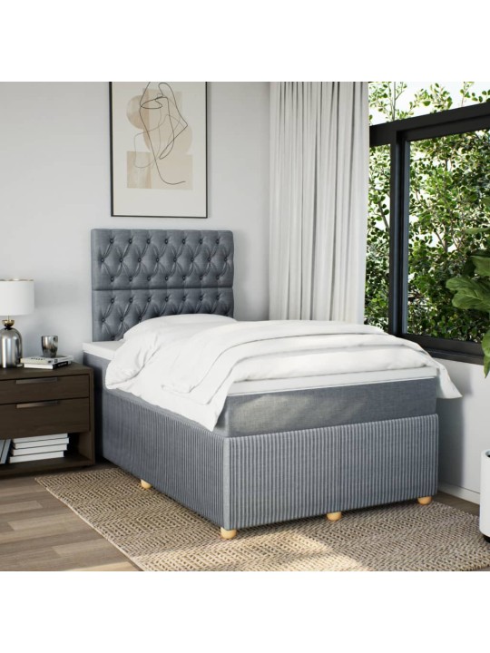 Box spring postel s matrací světle šedá 120x190 cm textil