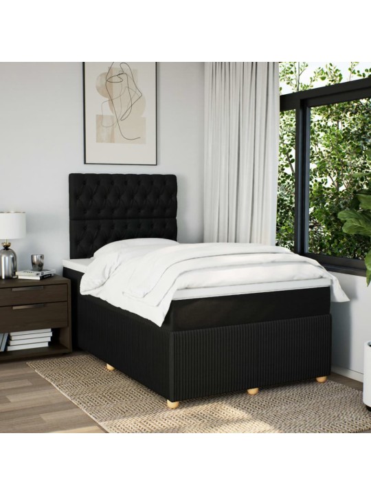 Box spring postel s matrací černá 120x190 cm textil